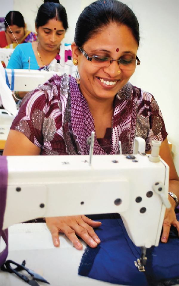 woman working at sewing machine